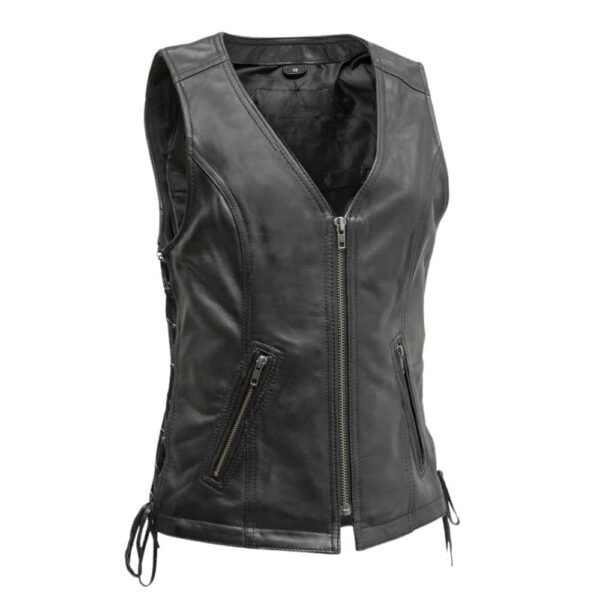 women's black motorcycle vest