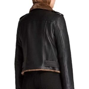 womens black shearling leather jacket