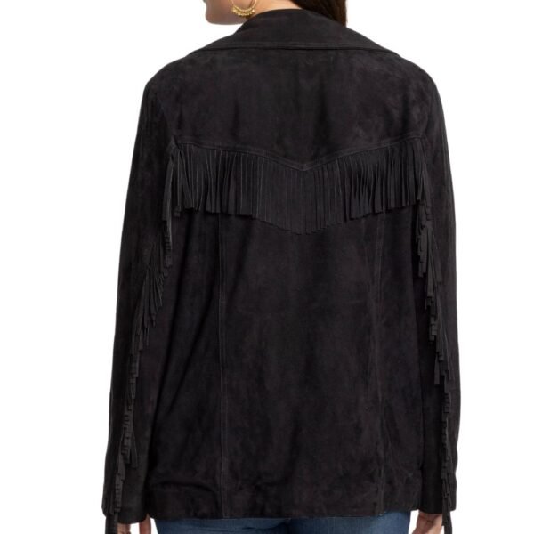 womens black suede fringe jacket