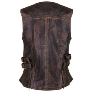 womens brown leather vest