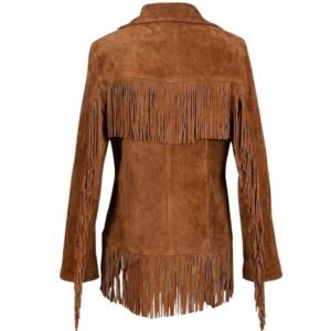 womens brown suede fringe jacket