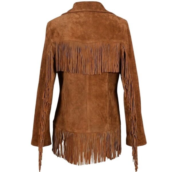 womens brown suede fringe jacket