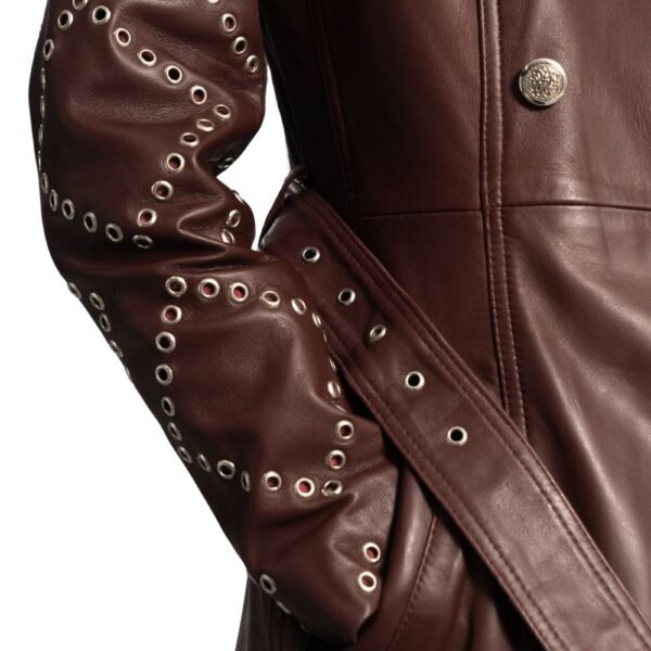 brown leather trench coat womens