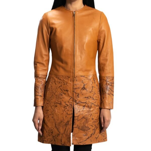 brown leather trench coat womens