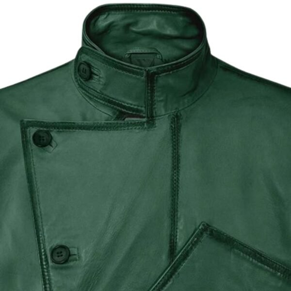 green leather military trench coat mens