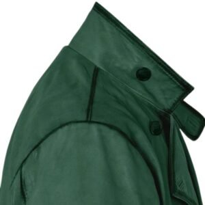 green trench coat leather