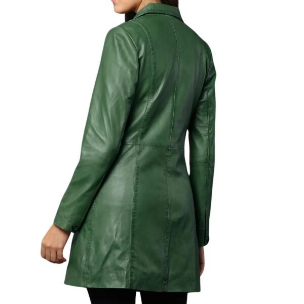 green trench coat leather