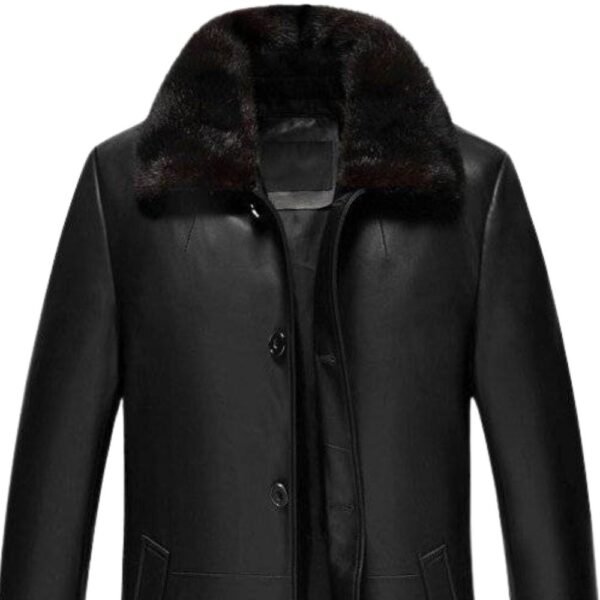 leather coat with fur collar and cuffs