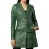 leather green trench coat