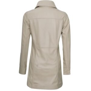 leather sleeve trench coat in beige