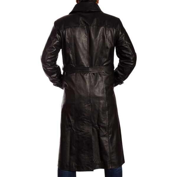 leather trench coat mens black