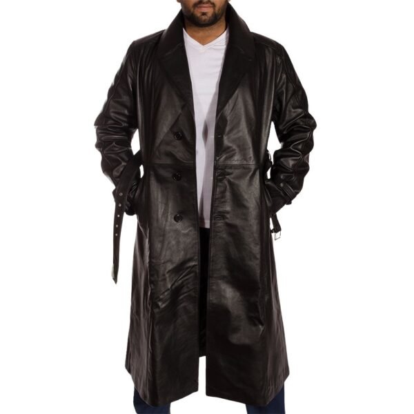 long black leather trench coat mens