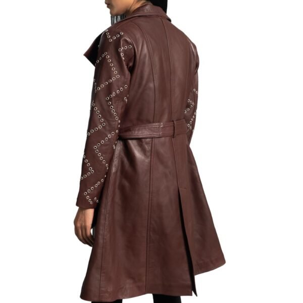 long brown leather coat