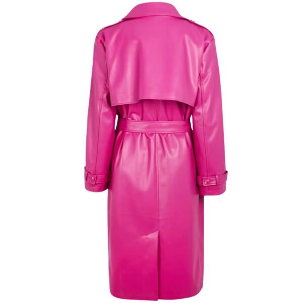 long pink leather coat