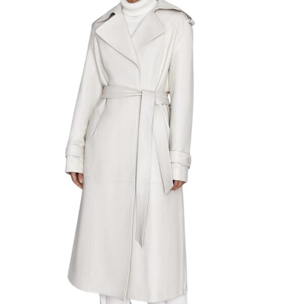 long white leather coat