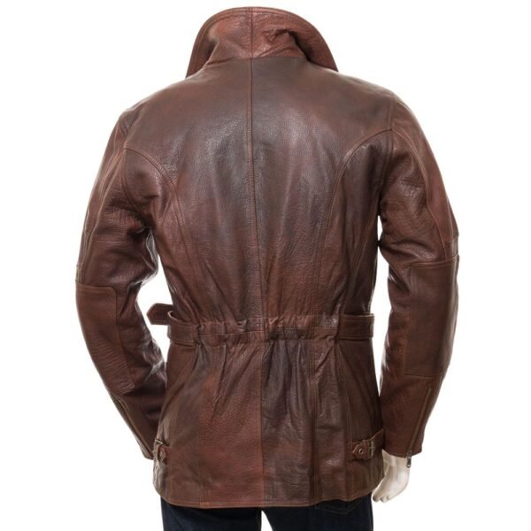 mens leather trench coat brown