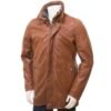 mens 3 4 length leather jacket