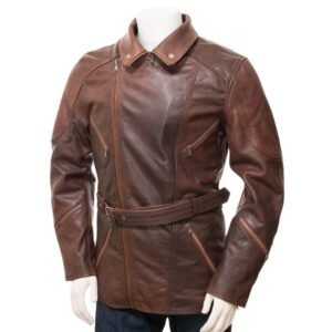 mens leather trench coat brown