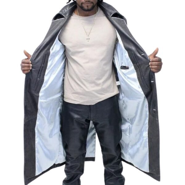 mens long leather trench coat