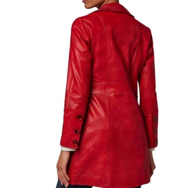 red leather trench coat womens