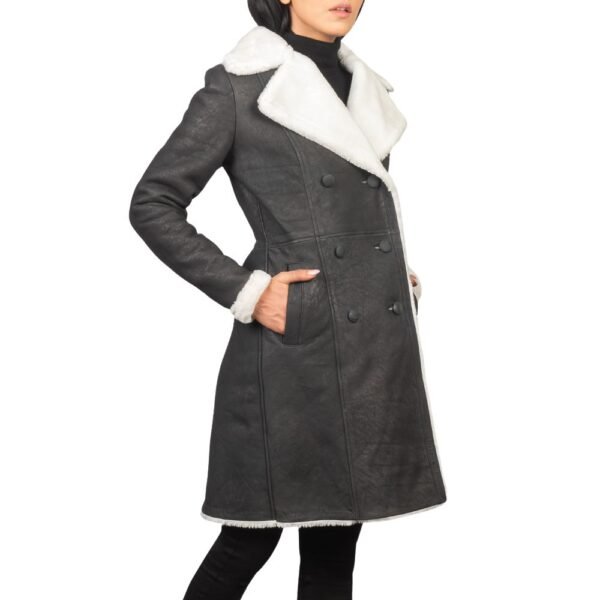 women's black coat with white fur