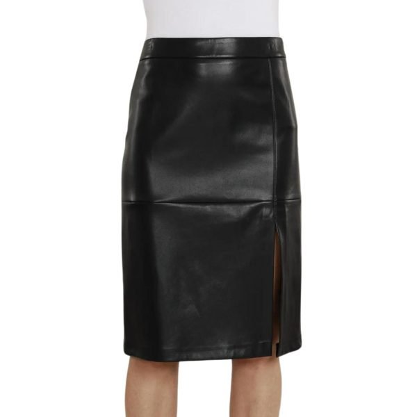 stylish black leather pencil skirt