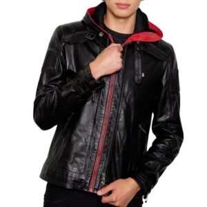 celebrity black leather jacket