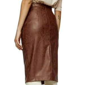 fashionable distressed leather pencil skirt