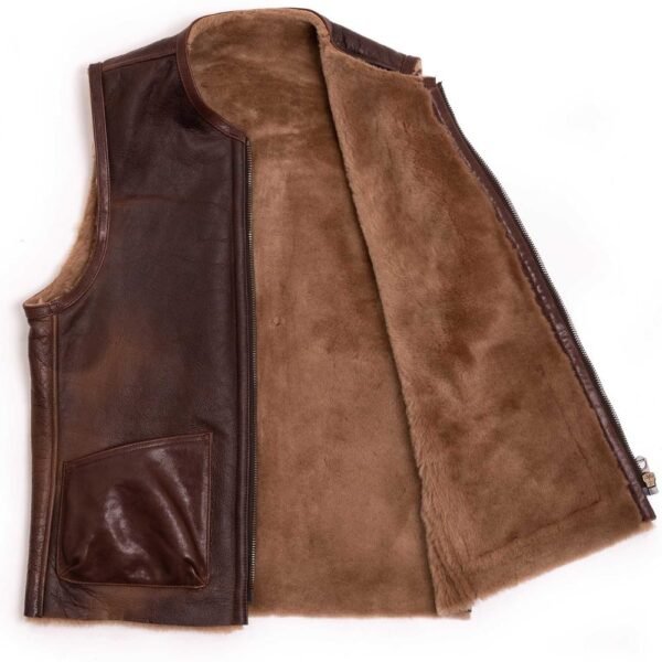 faux fur collar leather vest