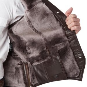 faux fur trim down vest