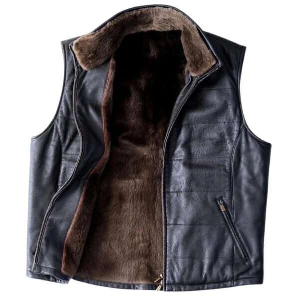 faux shearling leather vest