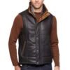 faux sherpa and leather vest