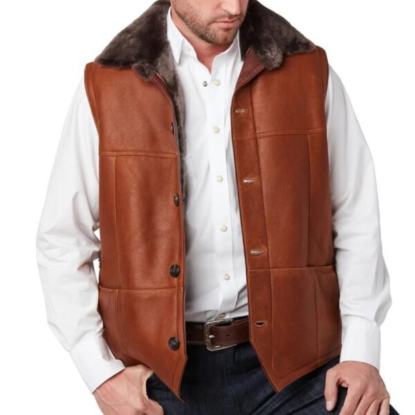 mens shearling fur vest