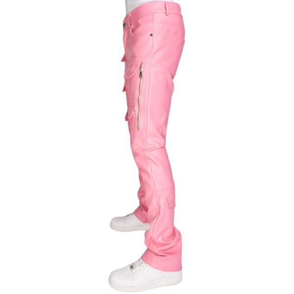 pink leather cargo pants