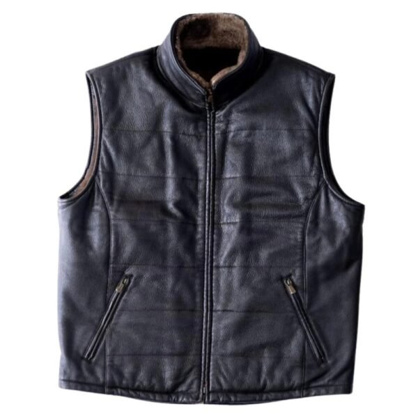 sheepskin fur collar waistcoat