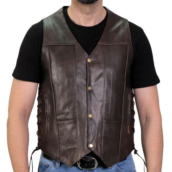 genuine leather waistcoat for men