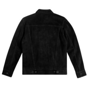 genuine black suede trucker jacket