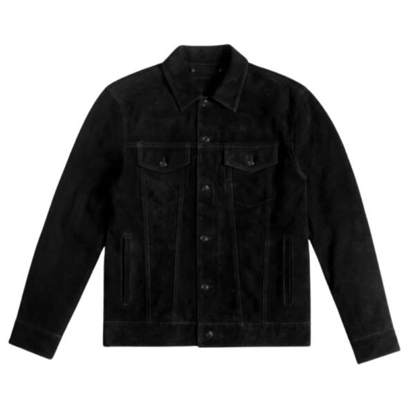 black suede trucker jacket for men