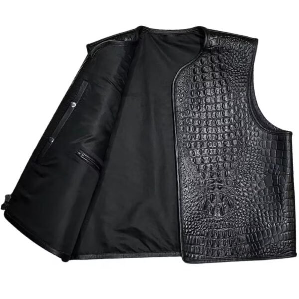 crocodile sleeveless leather jacket