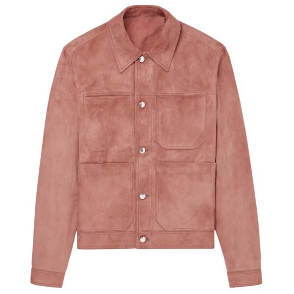 Chic and Stylish Pink Suede Leather Jacket