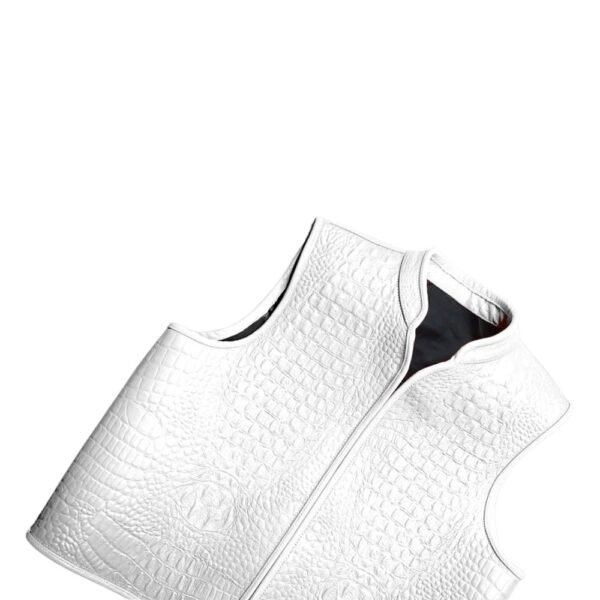 Distinctive White Leather Croc Vest – Unmatched Elegance