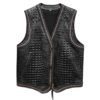 Edgy and Bold Crocodile-Style Leather Biker Vest for a Rugged Look