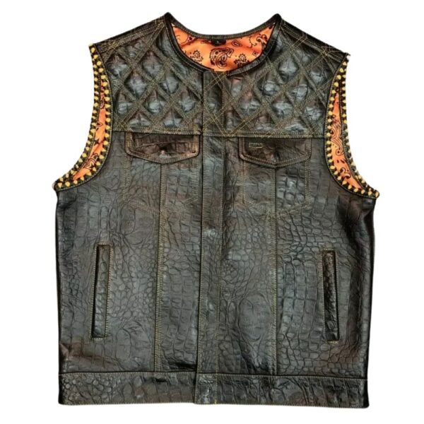 Genuine Crocodile Leather Biker Vest