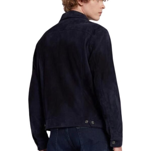 blue suede trucker jacket