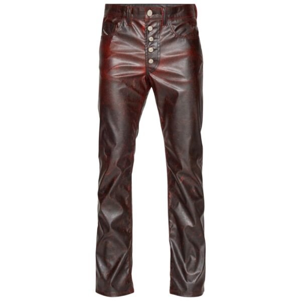 burgundy sheepskin leather pants