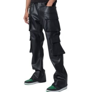 double snap cargo leather pants