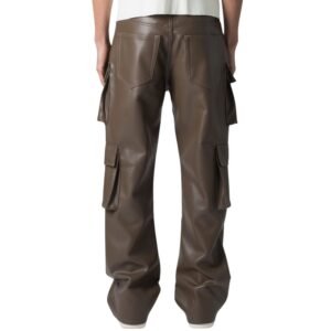 multi pockets leather trouser