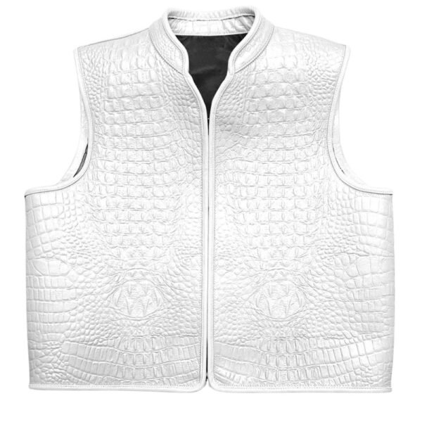 white leather crocodile vest