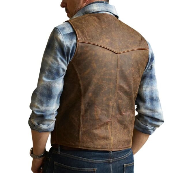Men Leather Western vest