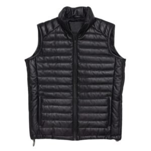 sheepskin leather puffer vest for mens